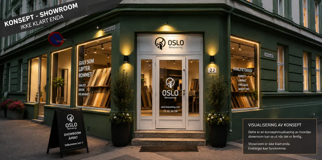 Concept visualization of the Oslo Renovering showroom exterior